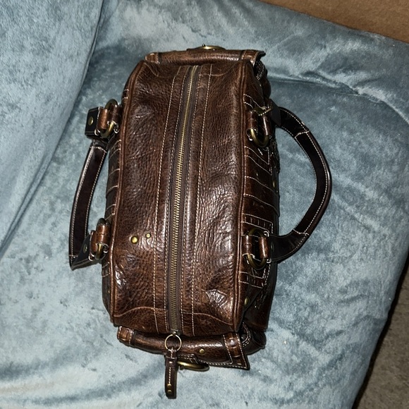 Coach distressed leather studded bag with side buckle magnetic button pockets π - Picture 9 of 14